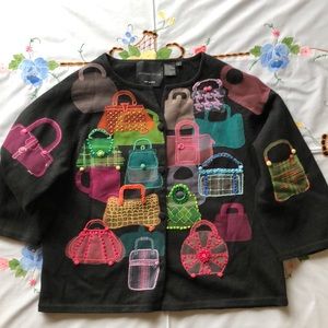 Michael Simon fun sweater with purses size large